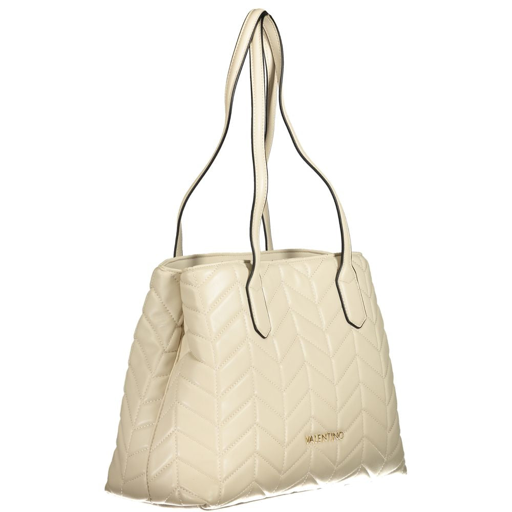 Handbag by Mario Valentino for women in polyethylene beige & signature features a exquisite silhouette, showcasing a secure zipper & magnetic and exquisite internal-pockets with versatile handle for a exquisite finish.