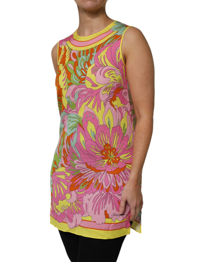 Dolce & Gabbana Women's Round Neck Silk Tank Top - Multicolor Floral