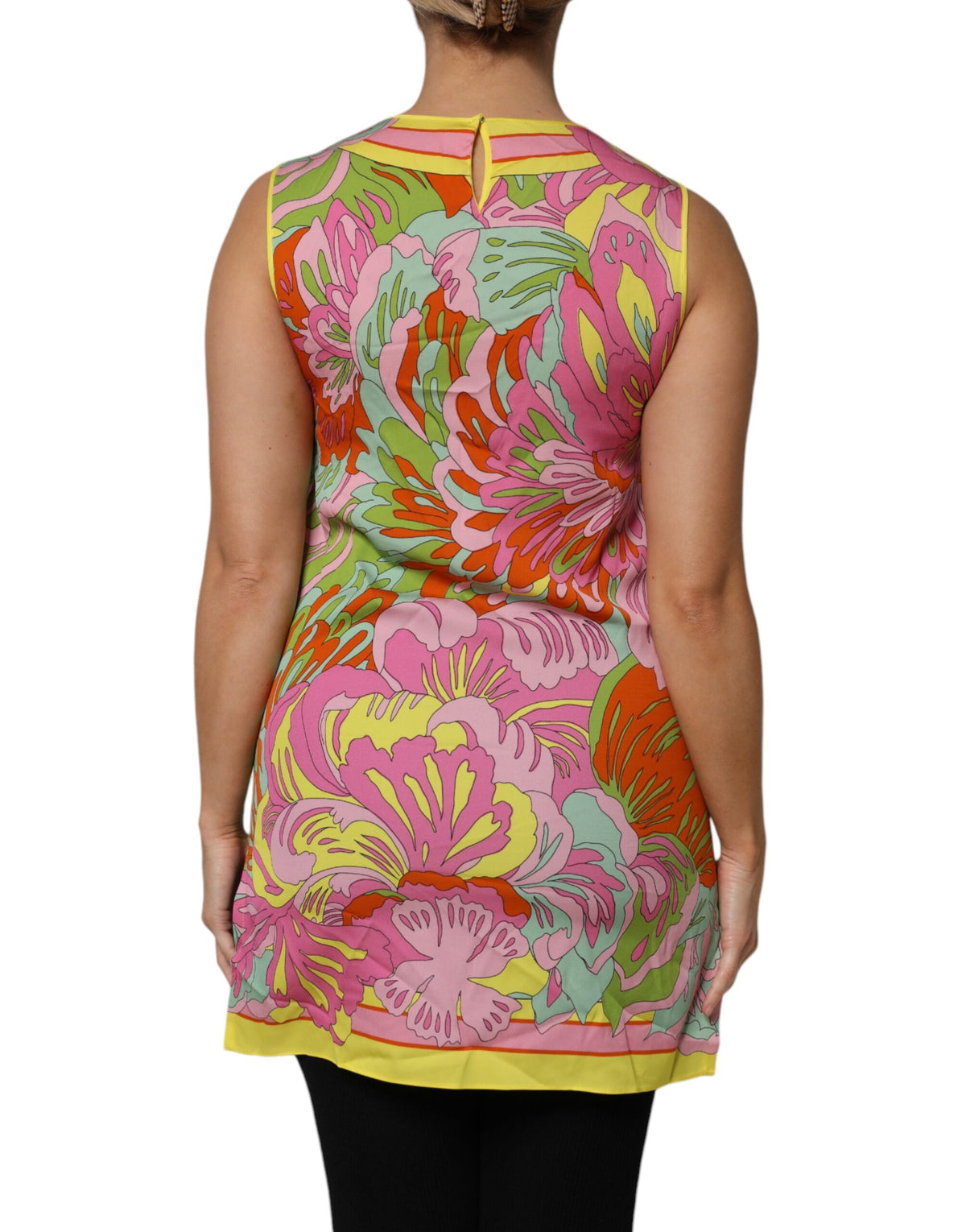 Dolce & Gabbana Women's Round Neck Silk Tank Top - Multicolor Floral