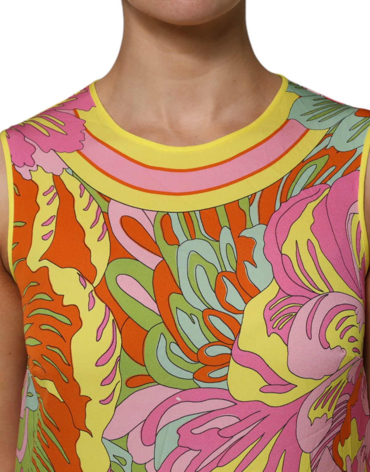 Dolce & Gabbana Women's Round Neck Silk Tank Top - Multicolor Floral
