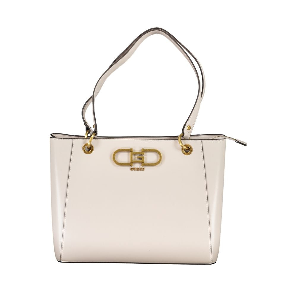 Shopper Handbag by Guess Jeans for women in polyethylene faux leather brown & gray features a exquisite silhouette, showcasing a secure zipper and exquisite built-in-compartments & internal-pockets with versatile handle for a exquisite finish.