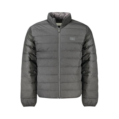 Windbreaker Jacket by Calvin Klein for men in nylon black showcases a urban chic silhouette, detailed with a urban chic and functional lightweight, pockets & windproof for a polished finish.