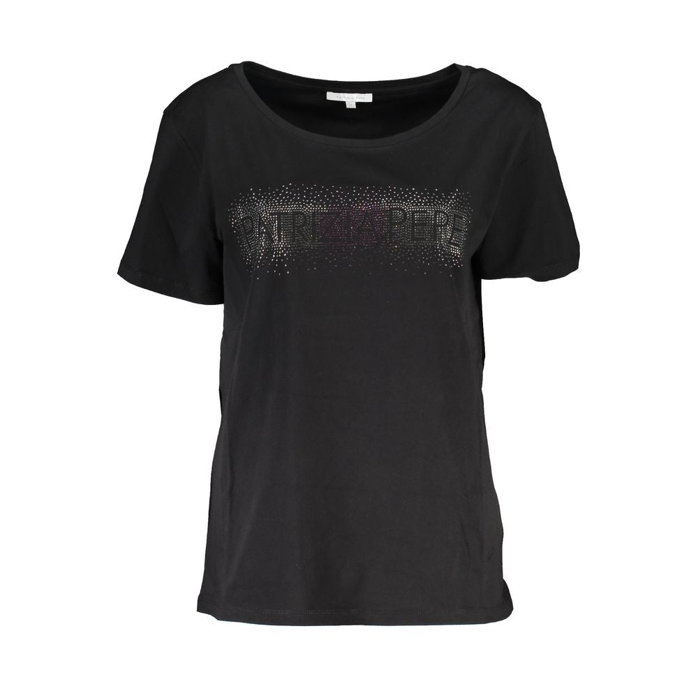T-Shirt by Patrizia Pepe for women in cotton black features a plush silhouette, showcasing a sophisticated wide-neck neckline and short-sleeve for a truly plush finish.