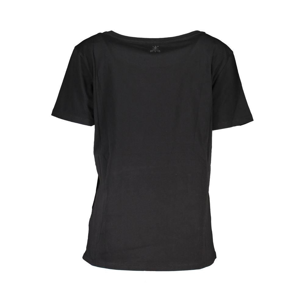 T-Shirt by Patrizia Pepe for women in cotton black showcases a fashionable silhouette, elegantly detailed with a fashionable and for a sophisticated, high-fashion look.