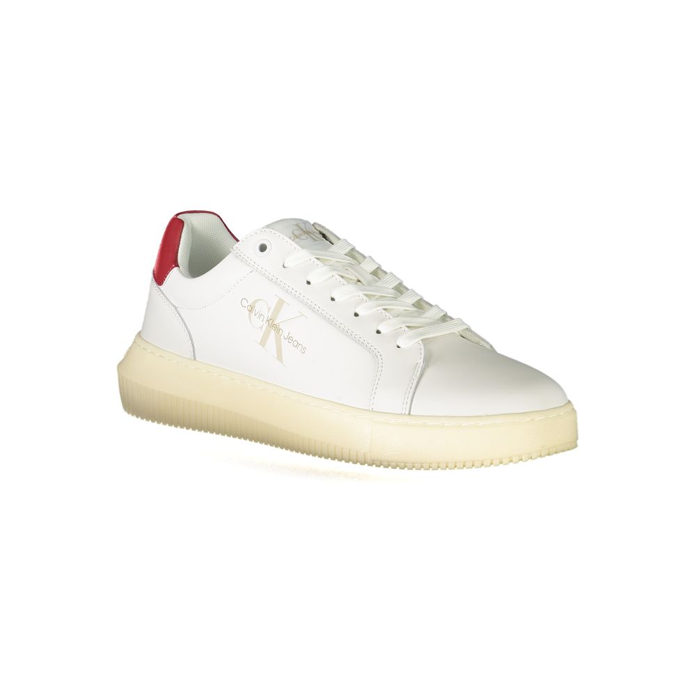 Sneakers by Calvin Klein for men in polyester white & print features an sumptuous silhouette, showcasing the premium Men's Fashion Polyester Sneakers in a sumptuous fashion style that offers a sumptuous finish for refined style.