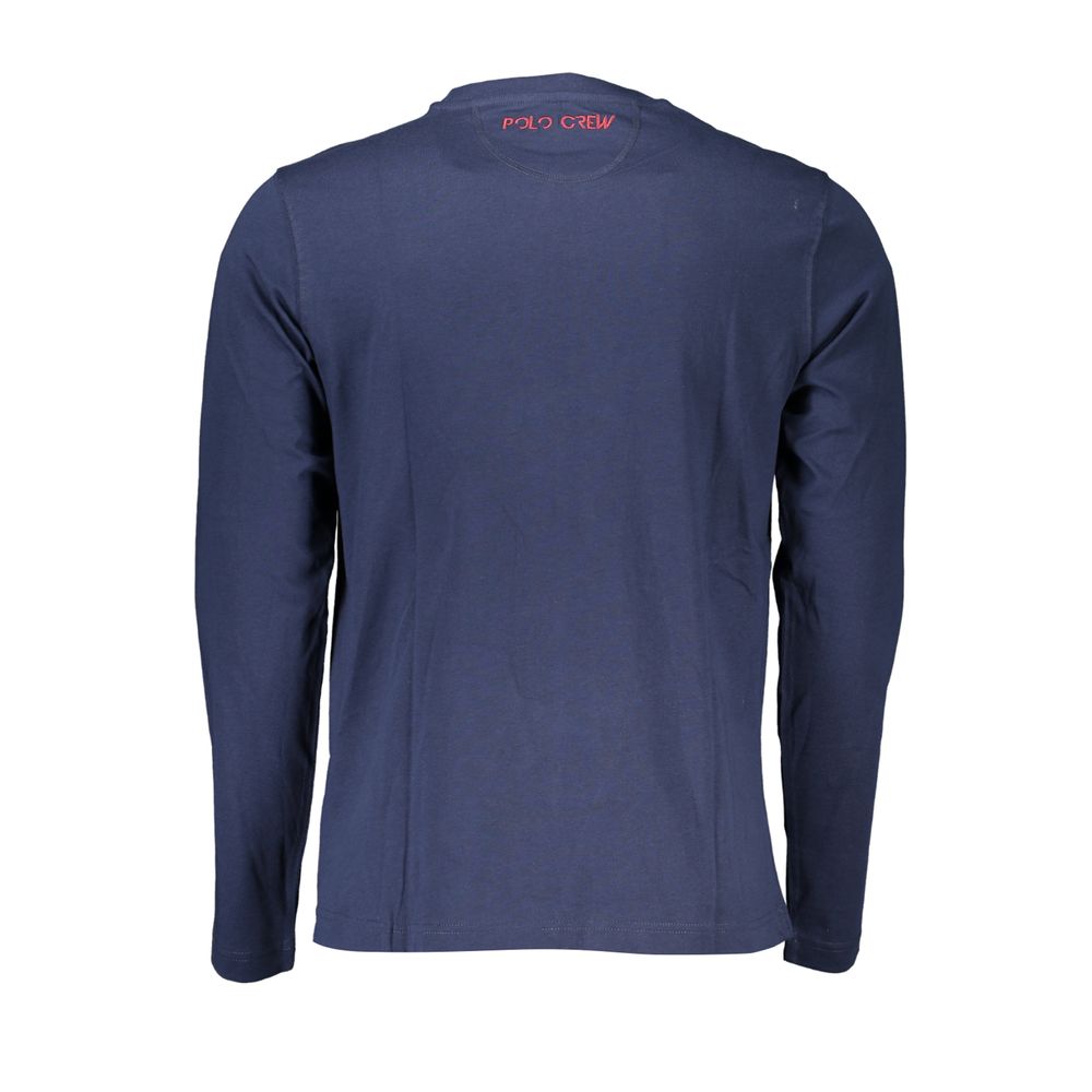 T-Shirt by La Martina for men in cotton blue showcases a dramatic silhouette, elegantly detailed with a dramatic and for a truly dramatic finish.