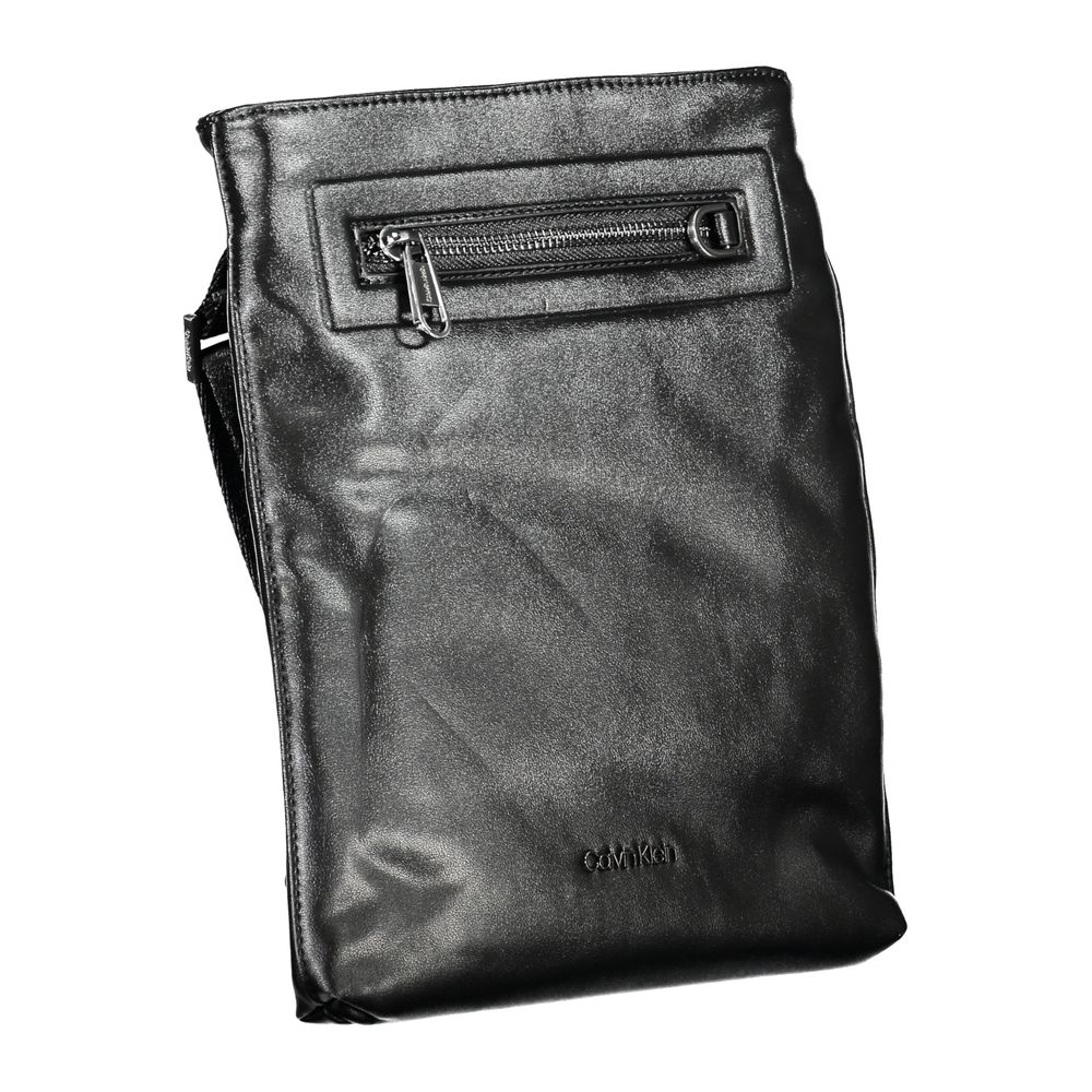 Shoulder Bag by Calvin Klein for men in polyester & polyethylene black & signature showcases a statuesque silhouette, artfully detailed with a secure zipper, organized external-pockets & internal-pockets, and versatile shoulder-strap & adjustable-strap for a statuesque look.