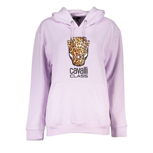Sweatshirt Hoodie by Cavalli Class for women in cotton polyester purple, violet & print showcases a city-ready silhouette, artfully detailed with a signature hooded neckline and for a city-ready finish.