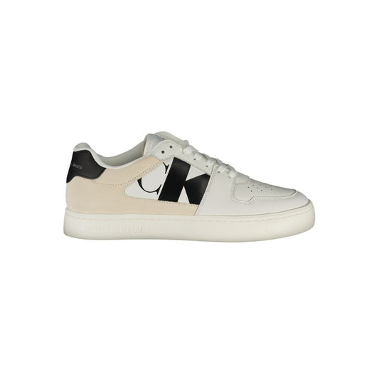 Sneakers by Calvin Klein for men in polyester & rubber white & print features an opulent silhouette from the Men's Fashion Polyester & Rubber Sneakers collection, showcasing a signature fashion style with an opulent finish.