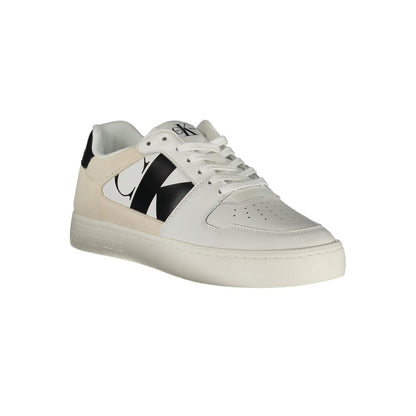 Sneakers by Calvin Klein for men in polyester & rubber white & print features an sumptuous silhouette, showcasing the premium Men's Fashion Polyester & Rubber Sneakers in a sumptuous fashion style that offers a sumptuous finish for refined style.