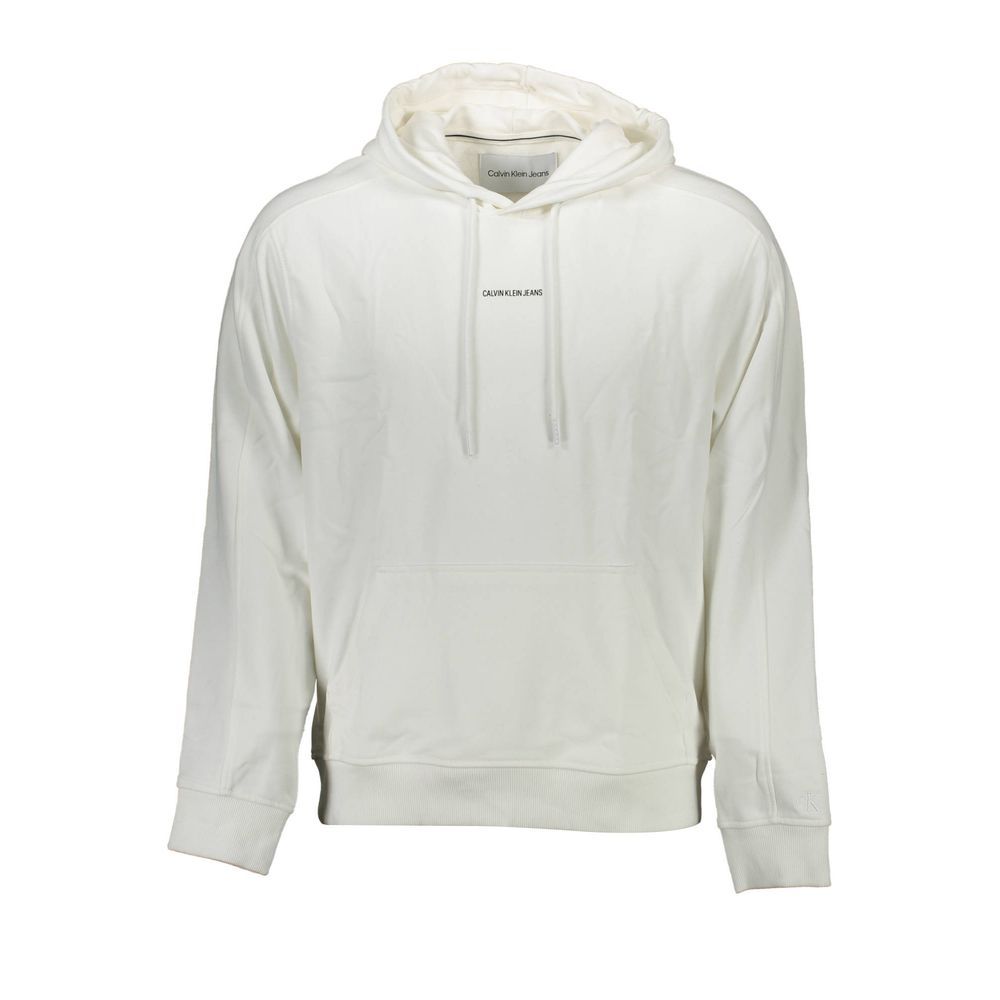Hooded Sweatshirt Hoodie by Calvin Klein for men in stretch organic cotton white & print features an avant-garde silhouette, showcasing a sophisticated hooded neckline and detail for a truly avant-garde finish.