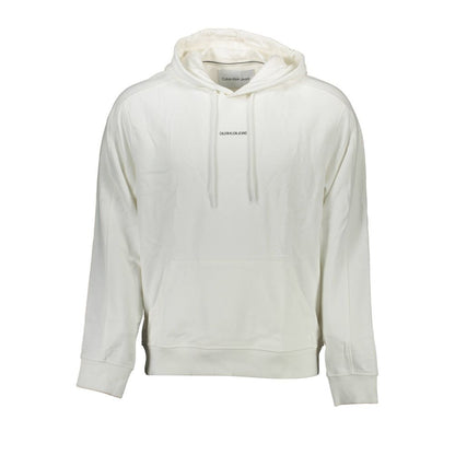Hooded Sweatshirt Hoodie by Calvin Klein for men in stretch organic cotton white & print features an avant-garde silhouette, showcasing a sophisticated hooded neckline and detail for a truly avant-garde finish.