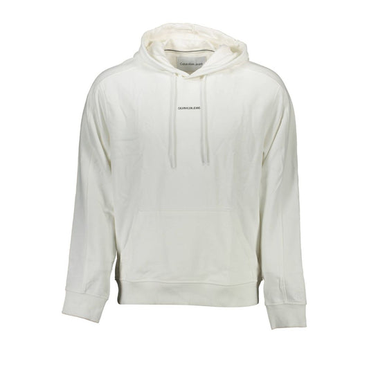 Hooded Sweatshirt Hoodie by Calvin Klein for men in stretch organic cotton white & print features an avant-garde silhouette, showcasing a sophisticated hooded neckline and detail for a truly avant-garde finish.