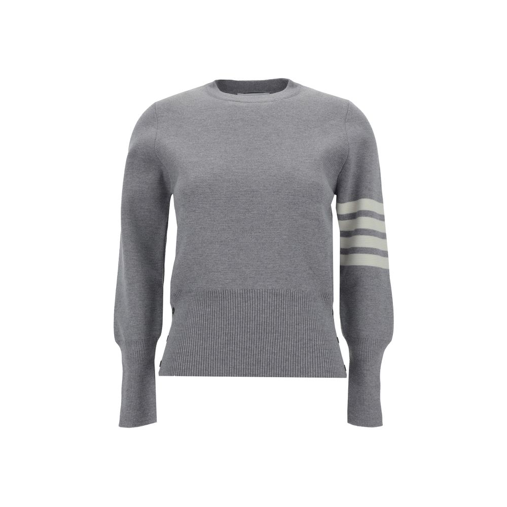 Sweatshirt by Thom Browne for women in virgin wool gray presents a smart casual silhouette, featuring a smart casual crew neckline and for a sophisticated look.