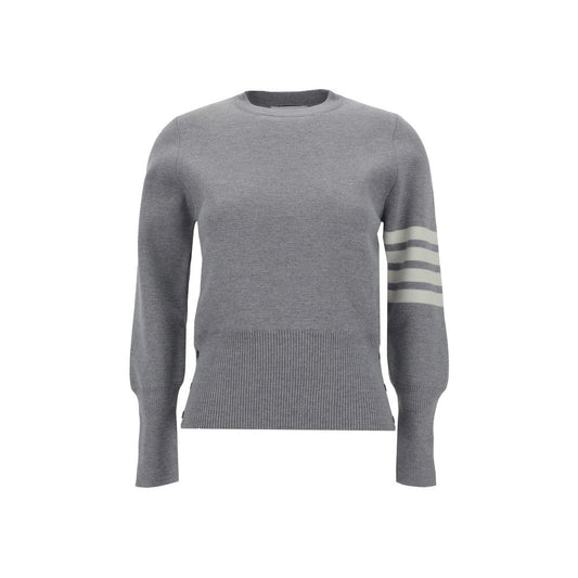 Sweatshirt by Thom Browne for women in virgin wool gray presents a smart casual silhouette, featuring a smart casual crew neckline and for a sophisticated look.