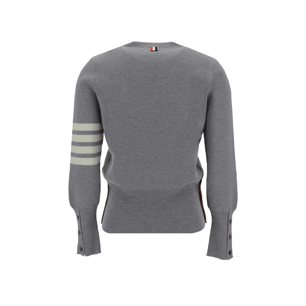 Sweatshirt by Thom Browne for women in virgin wool gray features an exquisite silhouette, showcasing and crew neckline details for a exquisite look.