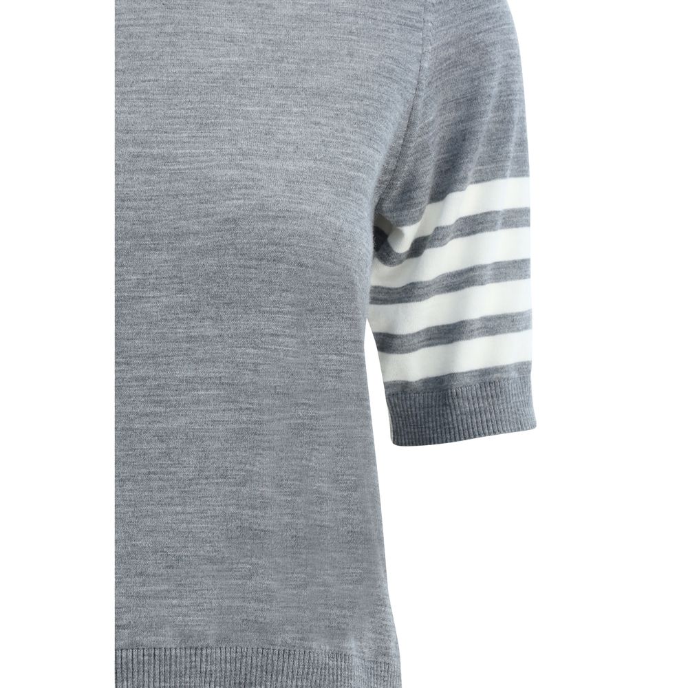 Sweater by Thom Browne for women in virgin wool gray & patterned showcases an masterful silhouette, artfully detailed with a masterful and for a sophisticated, premium finish.