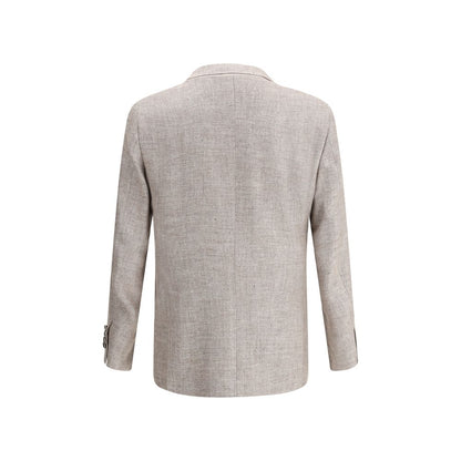 Blazer by Brunello Cucinelli for men in linen silk & wool brown features an crisp silhouette with sophisticated and a crisp lapel neckline for a truly crisp finish.