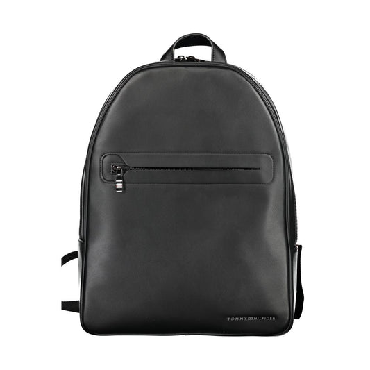 Backpack by Tommy Hilfiger for men in polyester black & signature features a stately Polyester Backpack design, showcasing a secure zipper, ample built-in-compartments, external-pockets, internal-pockets & laptop-compartment, and versatile backpack-strap, adjustable-strap & handle for a stately finish.