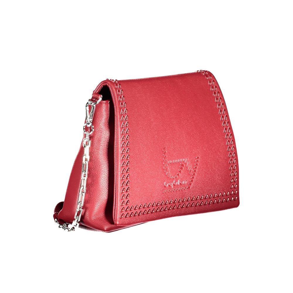 Shoulder Convertible Handbag by BYBLOS for women in polyethylene faux leather red features an exquisite silhouette, showcasing a secure snap, ample built-in-compartments, and exquisite shoulder-strap, adjustable-strap & handle for a sophisticated finish.