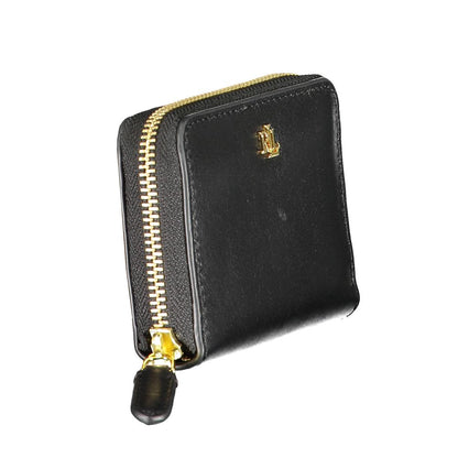 Cardholder Wallet by Ralph Lauren for women in leather black showcases a refined silhouette, artfully capturing the essence of the refined Leather Cardholder Wallet design with functional card-organization coin-purse.