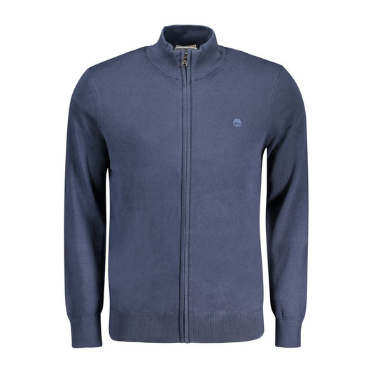 Cardigan by Timberland for men in organic cotton blue features a dramatic silhouette, showcasing a sophisticated and dramatic long-sleeve detail for a timeless, premium look.