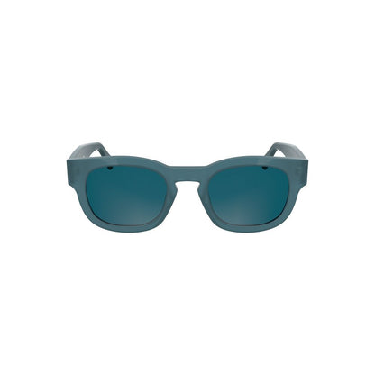 Sunglasses by Calvin Klein for women in metal blue & signature showcases a ethereal silhouette, featuring blue coloured frame round frame design with for a ethereal finish.