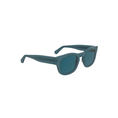Sunglasses by Calvin Klein for women in metal blue & signature features an ethereal round frame design with blue coloured frame frames and for a ethereal finish.