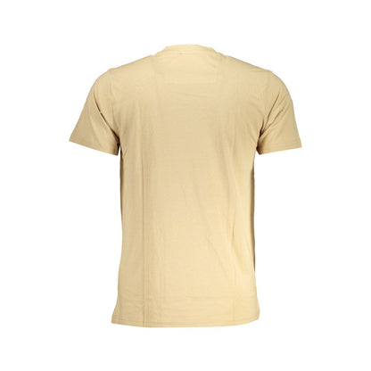 T-Shirt by Cavalli Class for men in cotton beige & print showcases a dramatic silhouette, elegantly detailed with a dramatic and for a truly dramatic finish.