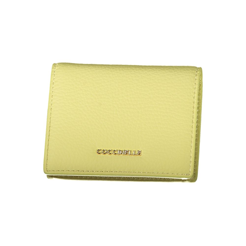 Cardholder Wallet by Coccinelle for women in leather yellow showcases a refined silhouette, artfully capturing the essence of the refined Leather Cardholder Wallet design with functional card-organization coin-purse.