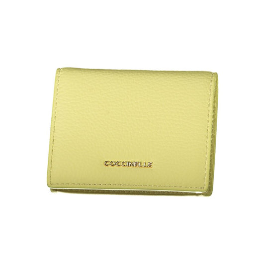 Cardholder Wallet by Coccinelle for women in leather yellow showcases a refined silhouette, artfully capturing the essence of the refined Leather Cardholder Wallet design with functional card-organization coin-purse.