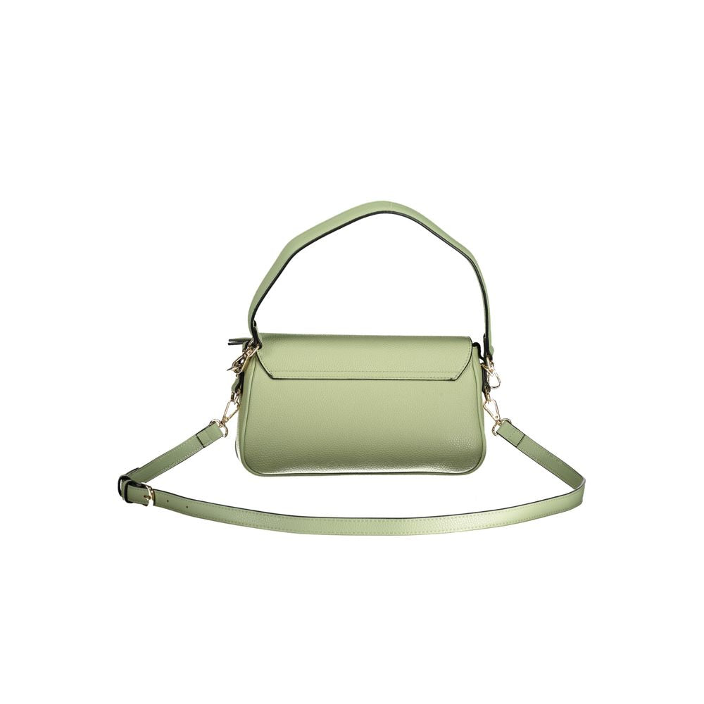 Handbag by Mario Valentino for women in polyurethane beige & green features a signature silhouette, showcasing a secure zipper and signature with versatile for a sophisticated look.