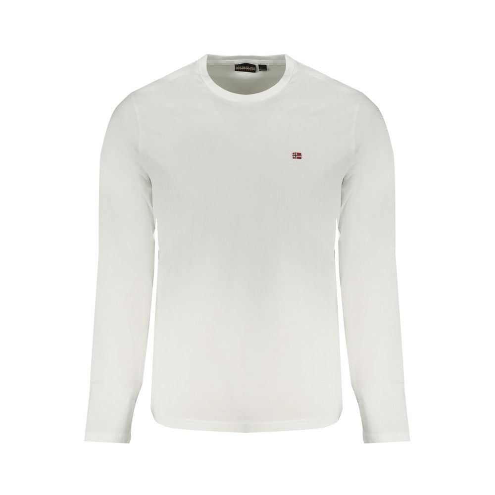 T-Shirt by Napapijri for men in cotton white features an edgy silhouette, meticulously detailed with a sophisticated long-sleeve and crew neckline for a truly edgy finish.