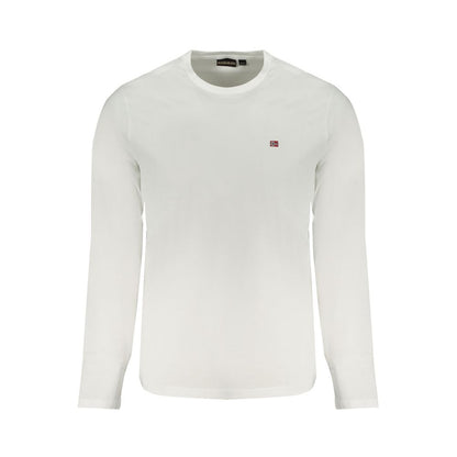 T-Shirt by Napapijri for men in cotton white features an edgy silhouette, meticulously detailed with a sophisticated long-sleeve and crew neckline for a truly edgy finish.