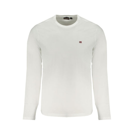 T-Shirt by Napapijri for men in cotton white features an edgy silhouette, meticulously detailed with a sophisticated long-sleeve and crew neckline for a truly edgy finish.