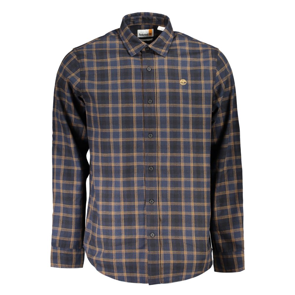 Shirt by Timberland for men in cotton blue & tartan showcases a sharp silhouette, elegantly detailed with a sharp and sharp long-sleeve.