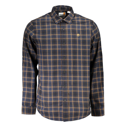 Shirt by Timberland for men in cotton blue & tartan showcases a sharp silhouette, elegantly detailed with a sharp and sharp long-sleeve.