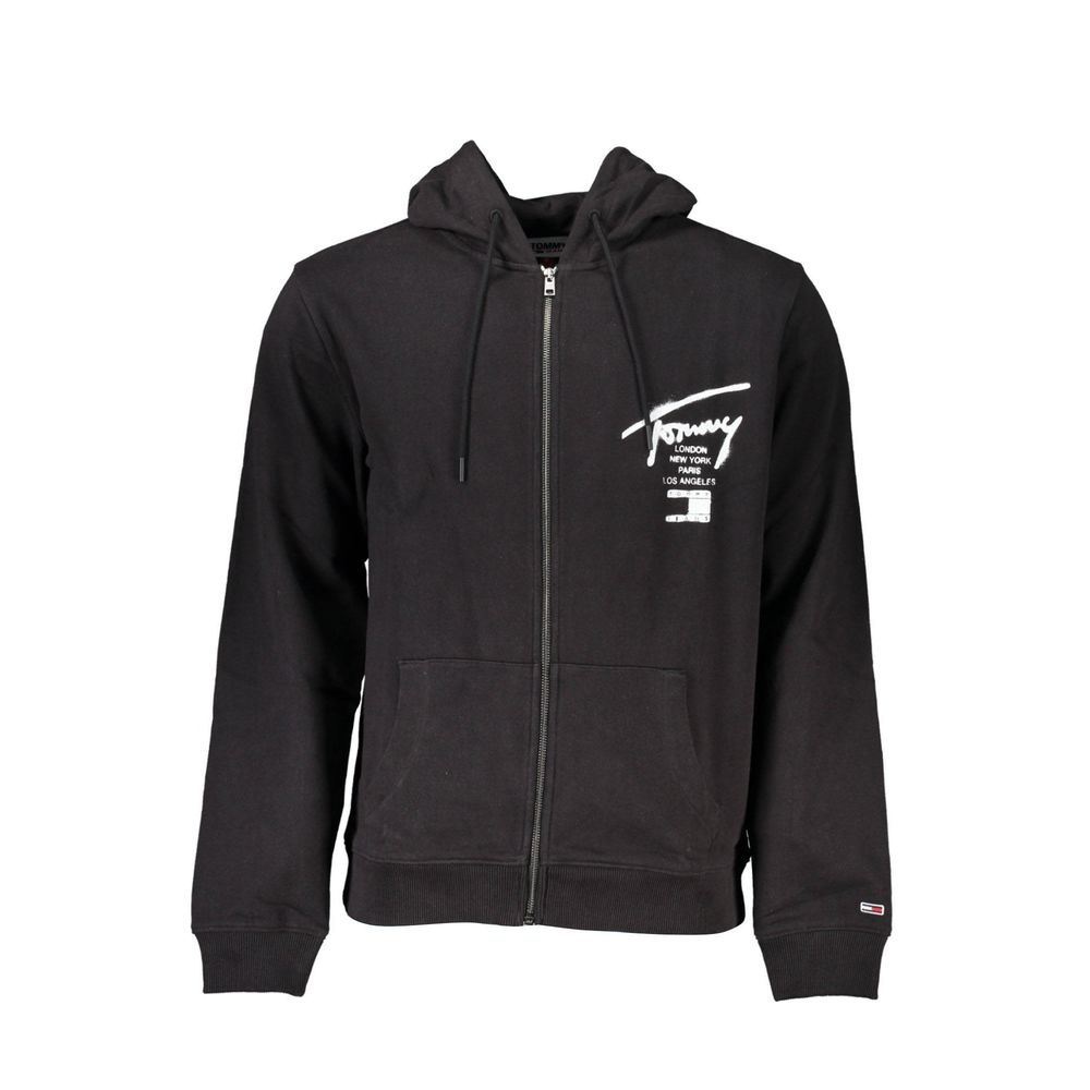 Hooded Sweatshirt by Tommy Hilfiger for men in cotton black features a unrivaled silhouette with a refined hooded neckline and unrivaled long-sleeve detailing for a sophisticated look.
