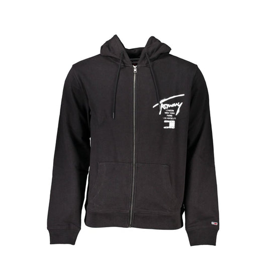 Hooded Sweatshirt by Tommy Hilfiger for men in cotton black features a unrivaled silhouette with a refined hooded neckline and unrivaled long-sleeve detailing for a sophisticated look.
