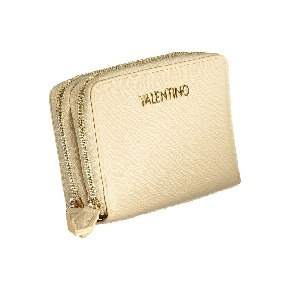 Wallet by Mario Valentino for women in polyethylene beige showcases a discerning silhouette, artfully capturing the essence of Polyethylene Wallet with its functional coin-purse.