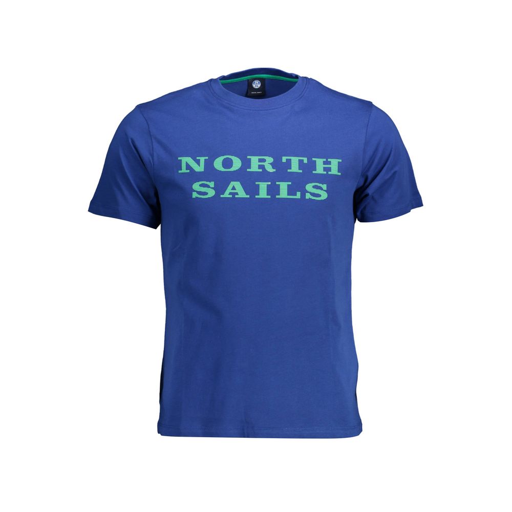T-Shirt by North Sails for men in cotton blue showcases a dramatic silhouette, elegantly detailed with a dramatic round neckline and short-sleeve for a truly dramatic finish.