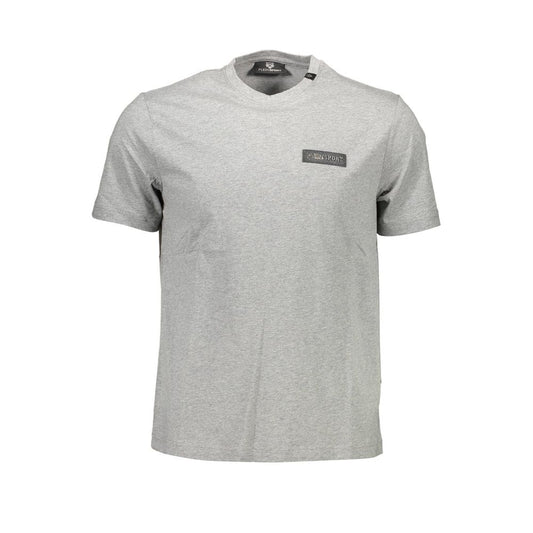 T-Shirt by Plein Sport for men in cotton gray features an on trend silhouette, perfectly showcasing a on trend and crew neckline for an elevated aesthetic.
