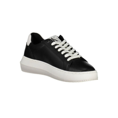 Sneakers by Calvin Klein for women in polyester polyethylene leather black features an sumptuous silhouette, showcasing the premium Women's Fashion Polyester Polyethylene Leather Sneakers in a sumptuous fashion style that offers a sumptuous finish for refined style.