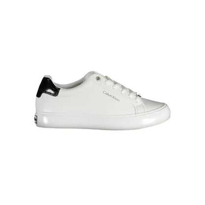 Sneakers by Calvin Klein for women in nylon polyester polyethylene leather white features an sumptuous silhouette, showcasing the premium Women's Fashion Nylon Polyester Polyethylene Leather Sneakers in a sumptuous fashion style that offers a sumptuous finish for refined style.