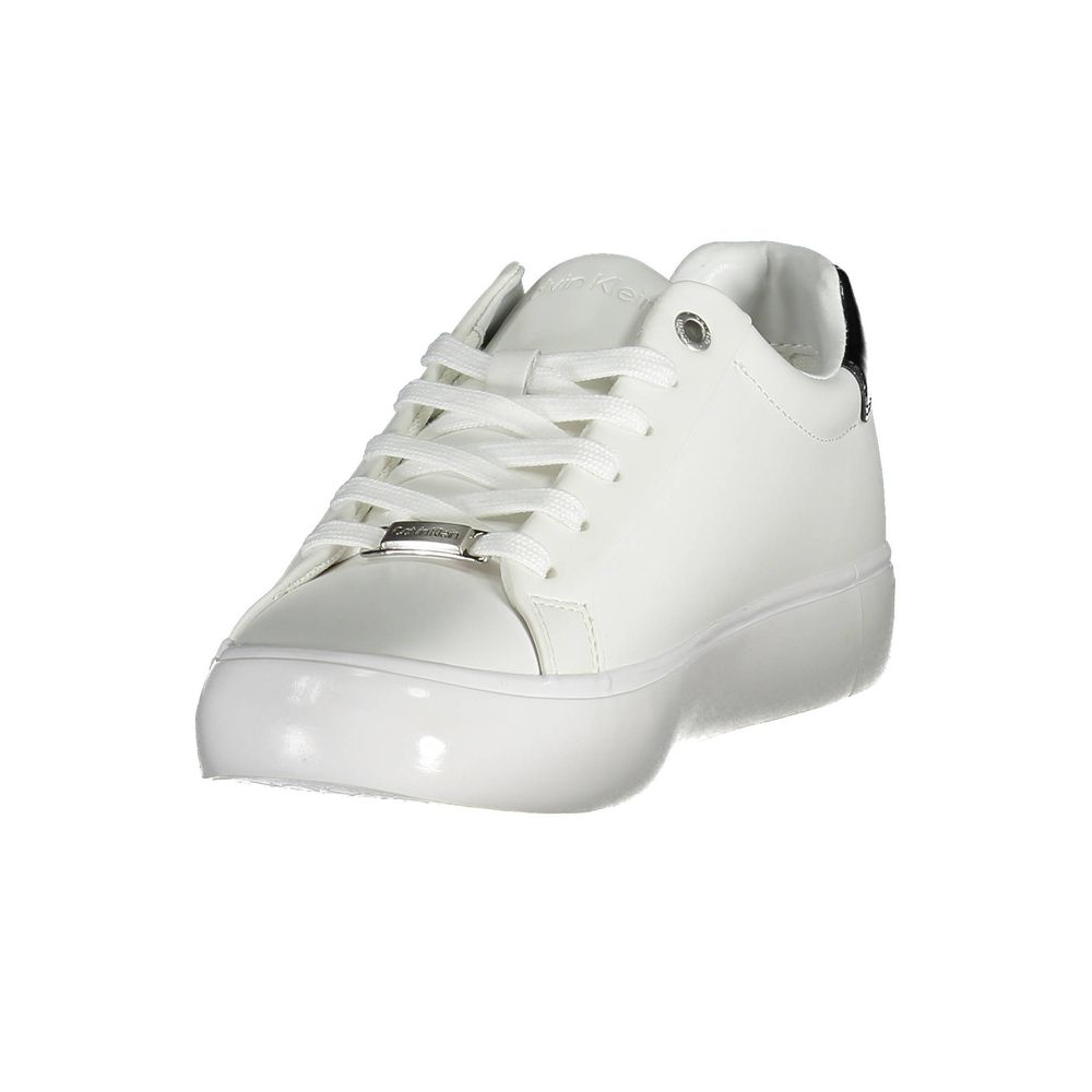 Sneakers by Calvin Klein for women in nylon polyester polyethylene leather white features an opulent silhouette from the Women's Fashion Nylon Polyester Polyethylene Leather Sneakers collection, showcasing a signature fashion style with an opulent finish.