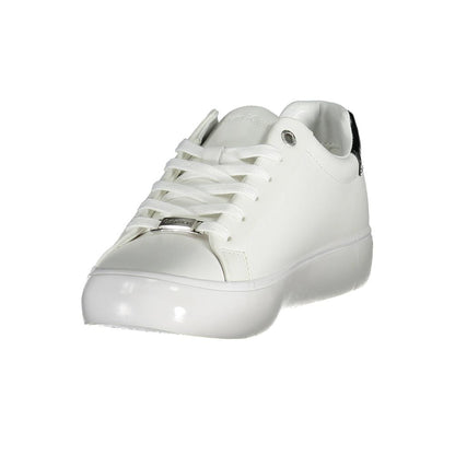 Sneakers by Calvin Klein for women in nylon polyester polyethylene leather white features an opulent silhouette from the Women's Fashion Nylon Polyester Polyethylene Leather Sneakers collection, showcasing a signature fashion style with an opulent finish.