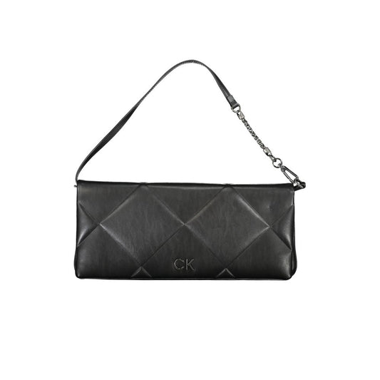 Shoulder Convertible Handbag by Calvin Klein for women in polyester faux leather black presents a exquisite silhouette, showcasing a secure snap and organized cardholder with versatile shoulder-strap & handle.