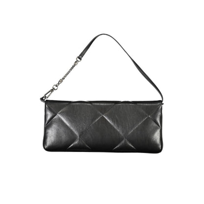 Shoulder Convertible Handbag by Calvin Klein for women in polyester faux leather black features a exquisite silhouette with a secure snap, ample cardholder, and versatile shoulder-strap & handle for a exquisite look.
