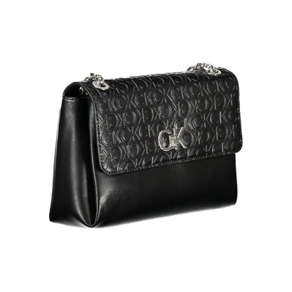 Shoulder Convertible Handbag by Calvin Klein for women in polyester faux leather black features an exquisite silhouette, showcasing a secure , ample built-in-compartments, external-pockets & internal-pockets, and exquisite shoulder-strap & handle for a sophisticated finish.