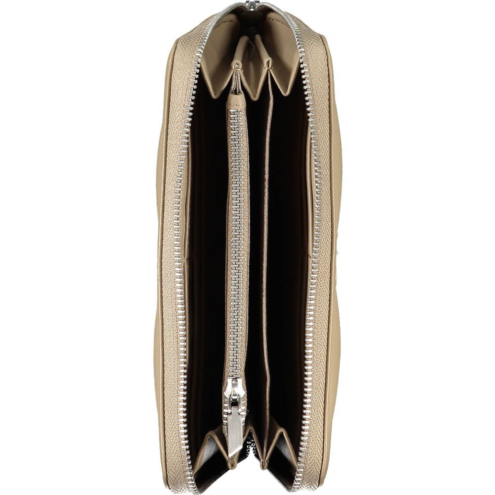 Cardholder Wallet by Calvin Klein for women in polyester & polyethylene beige presents a refined silhouette, artfully capturing the essence of the Polyester & Polyethylene Cardholder Wallet design with sophisticated card-organization rfid-protection coin-purse for a refined look.